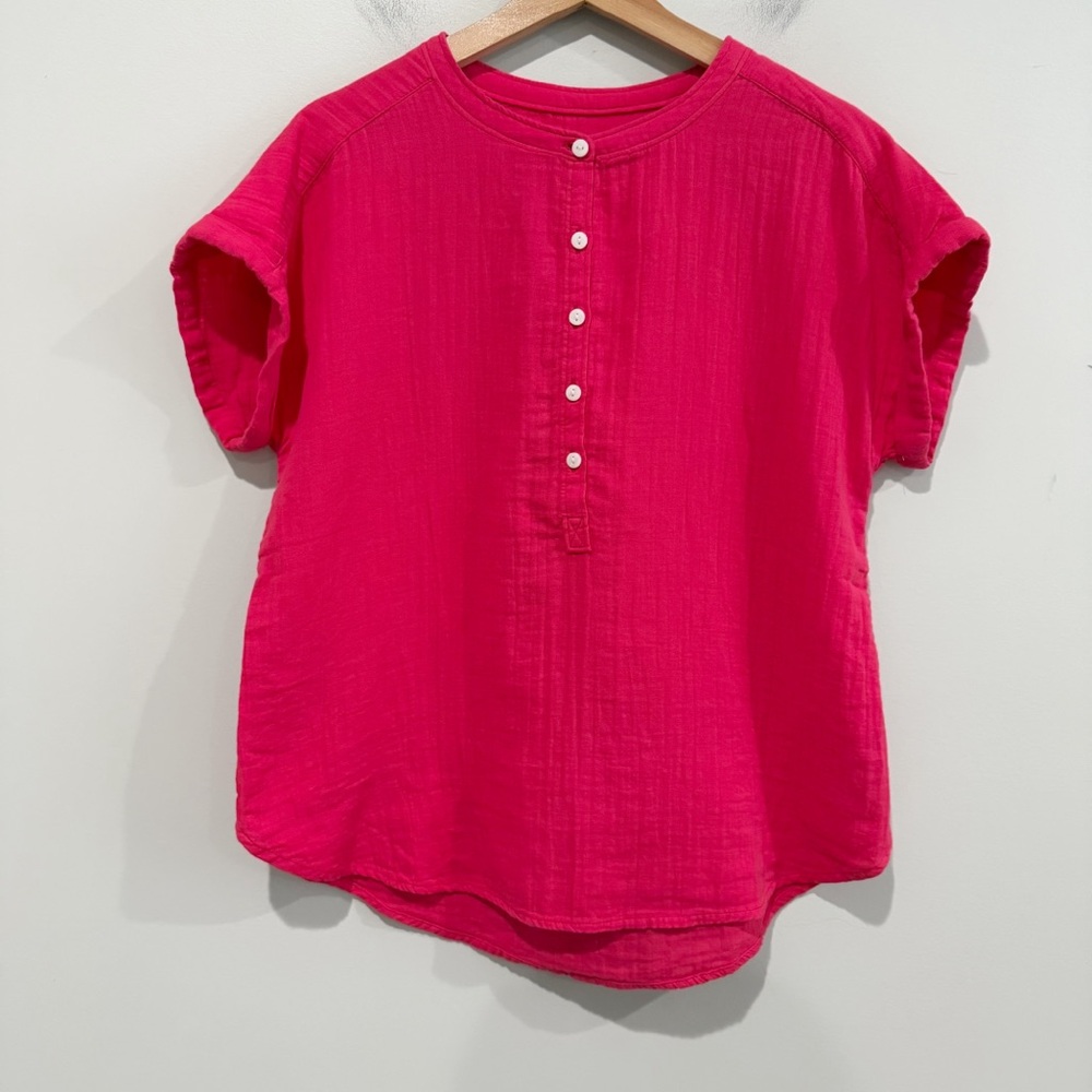 Quince Pink Button-Up Top